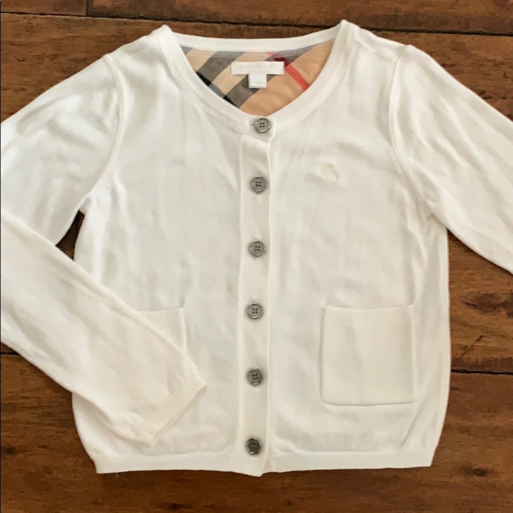 White Girls Burberry cardigan sweater Size 10Y